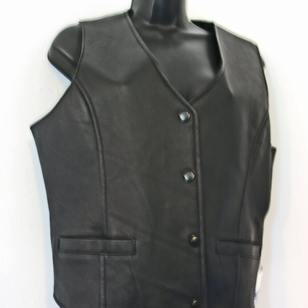 Leather USA Biker Chick black vest patches Motorcycle embroidered Women's 2XL